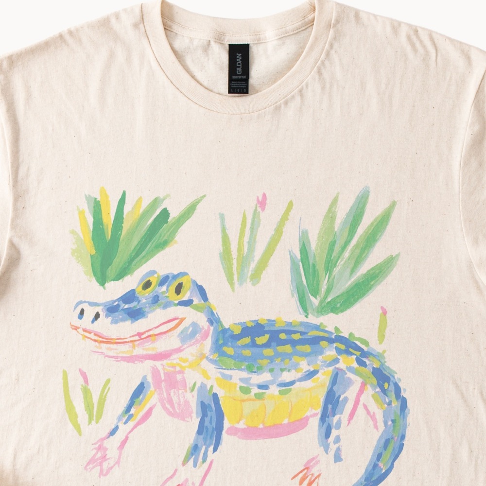 Whimsical Reptile Graphic Tee Colorful Wildlife Art Print